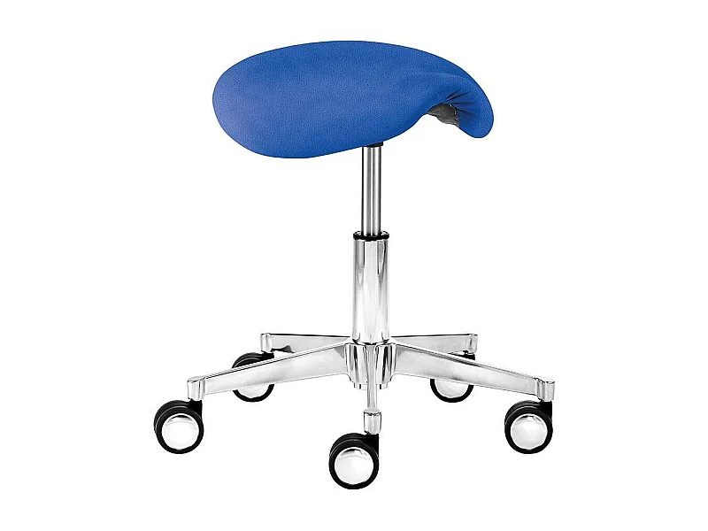 Bürohocker in Blau Webstoff rollbar
