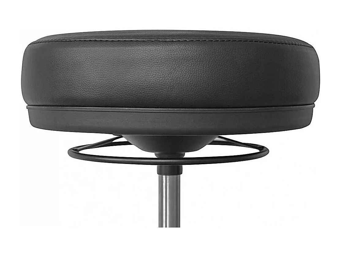 Drehbarer Arbeitshocker aus Kunstleder und Metall Rollen