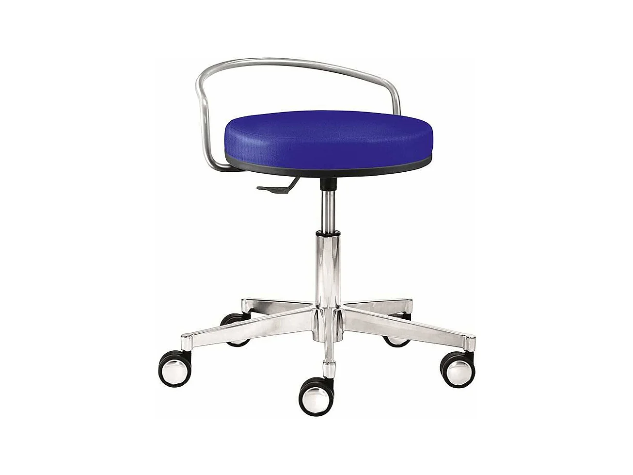 Arbeitshocker in Blau Webstoff Gasdruck