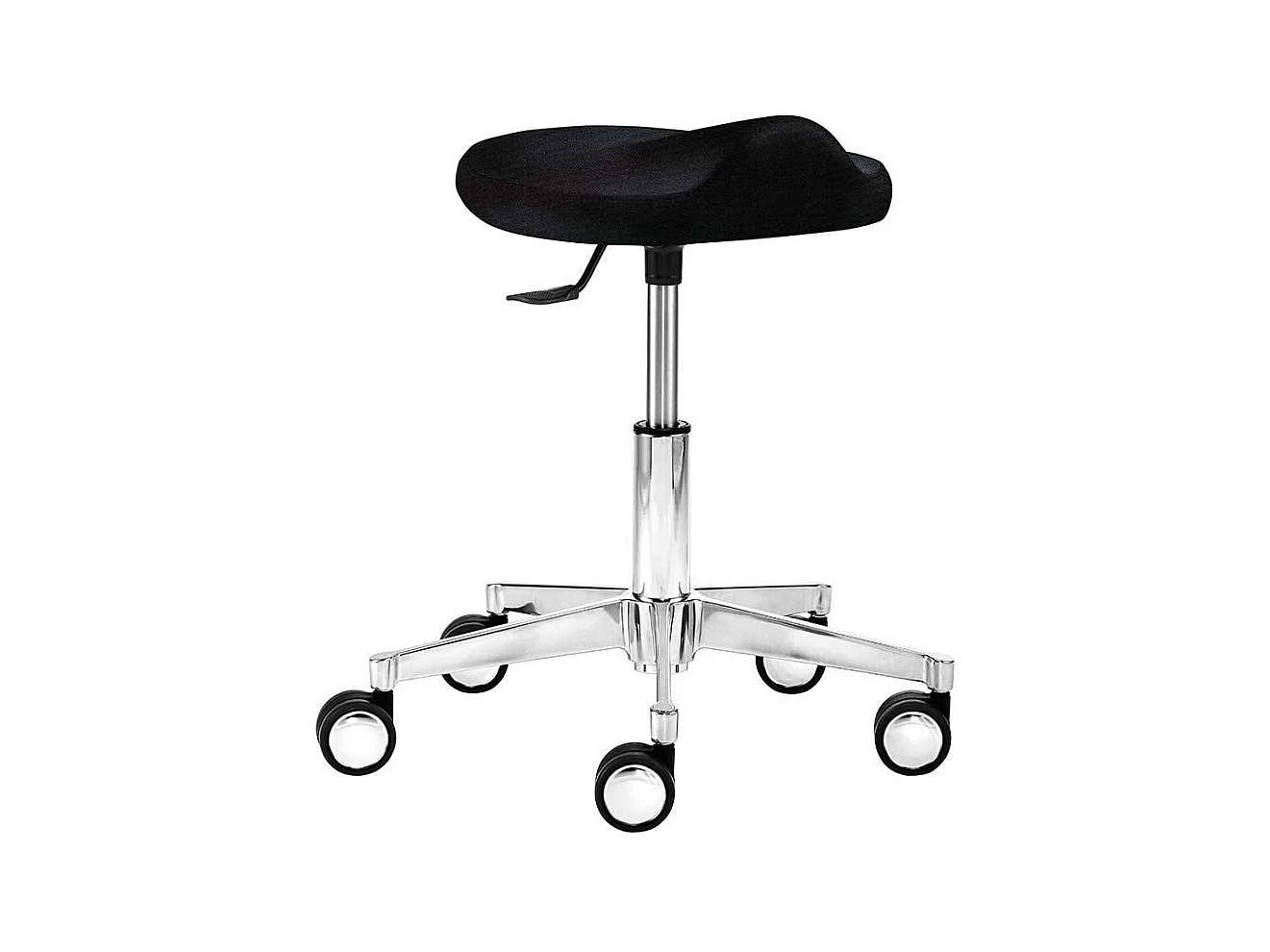 Hocker in Schwarz Webstoff Gasdruck und Rollen