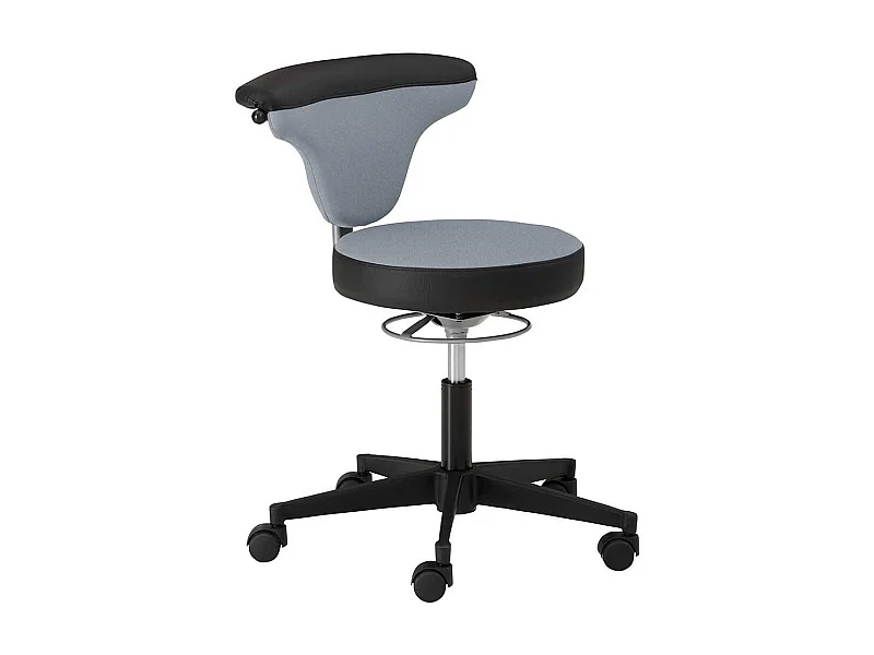 Arbeitshocker durch Gasdruck höhenverstellbar gepolsterter Rückenlehne