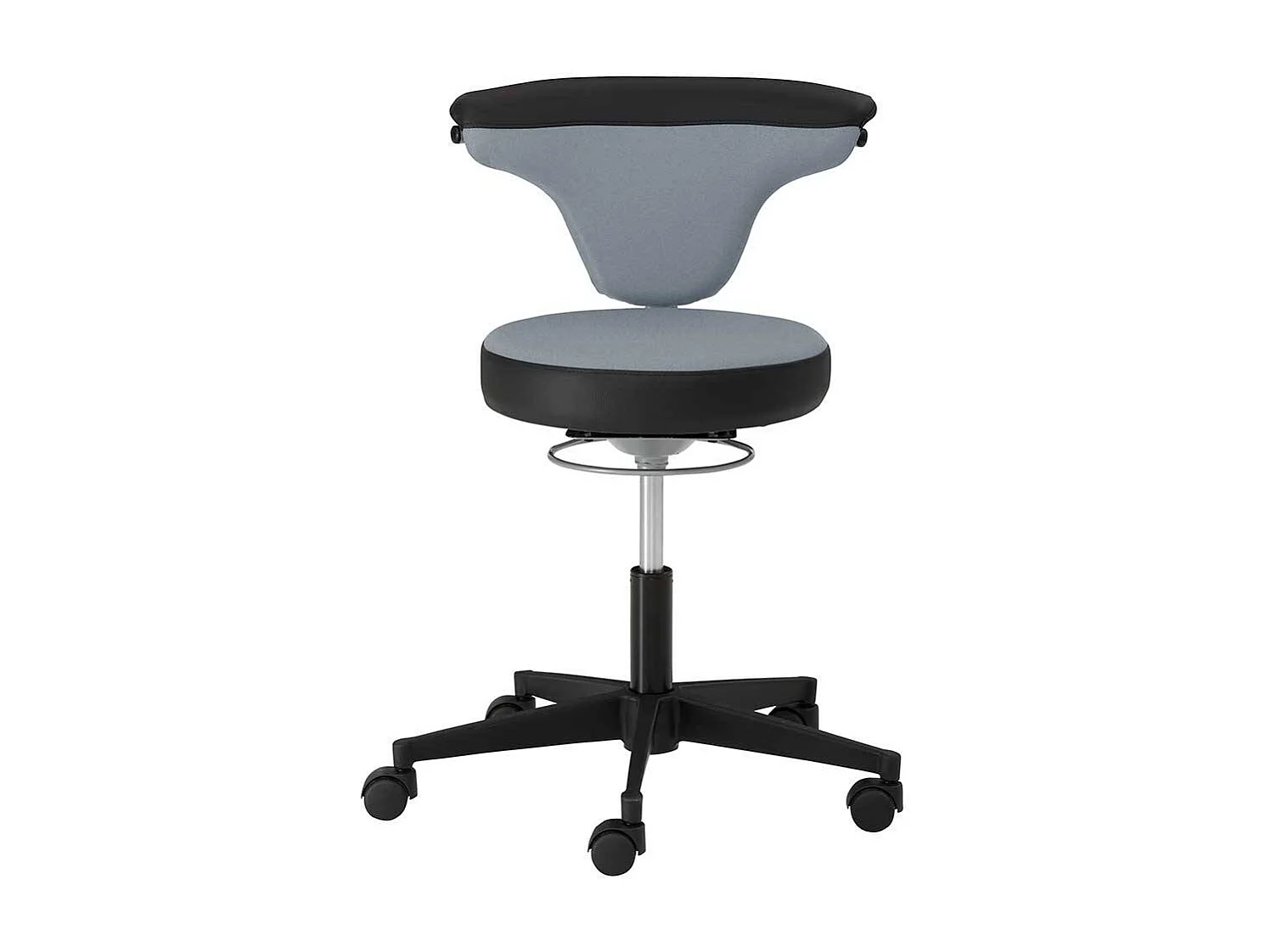 Arbeitshocker durch Gasdruck höhenverstellbar gepolsterter Rückenlehne