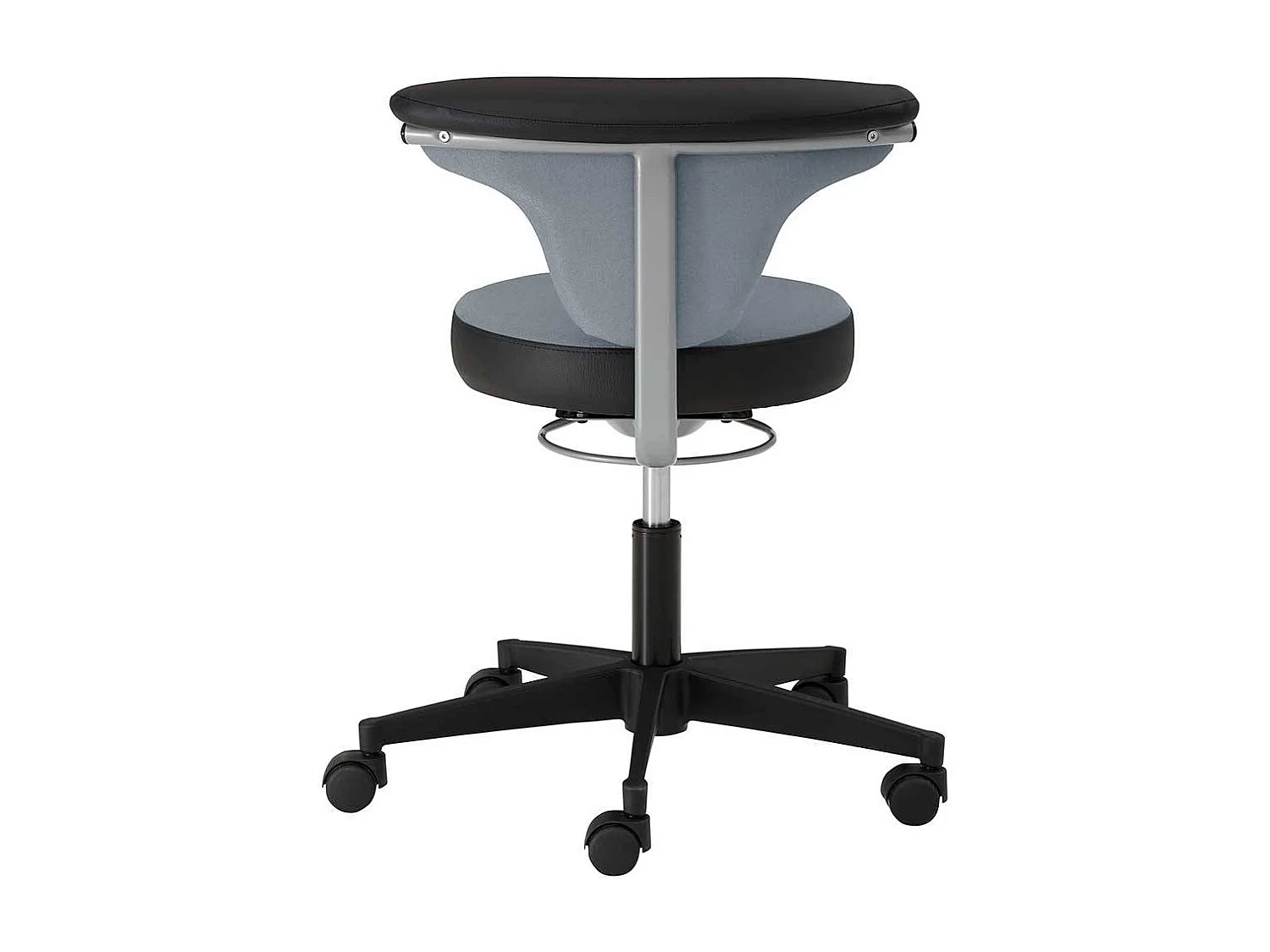 Arbeitshocker durch Gasdruck höhenverstellbar gepolsterter Rückenlehne