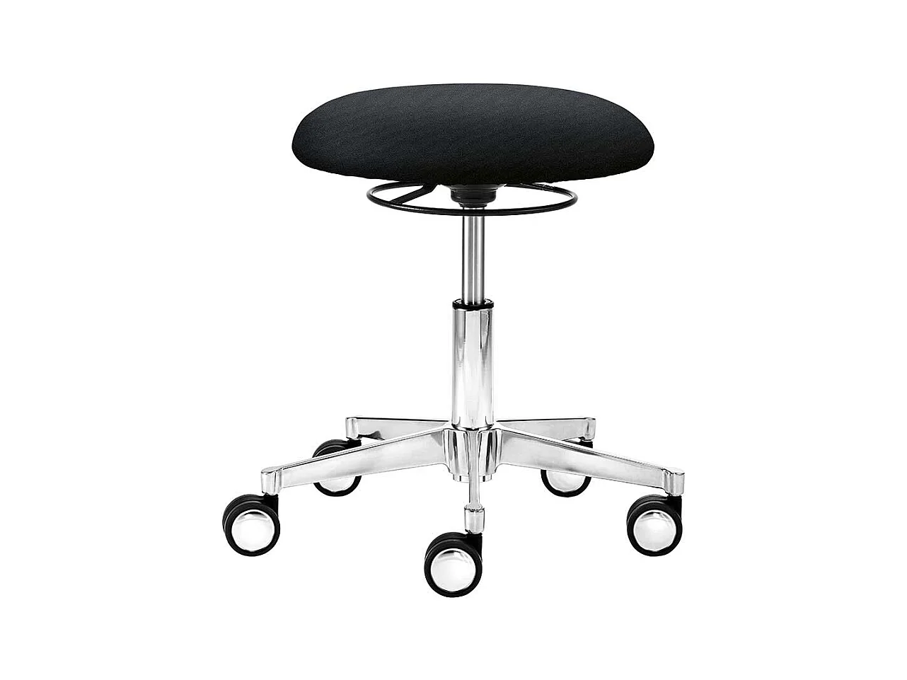 Arbeitshocker in Schwarz Webstoff dreh- und höhenverstellbar