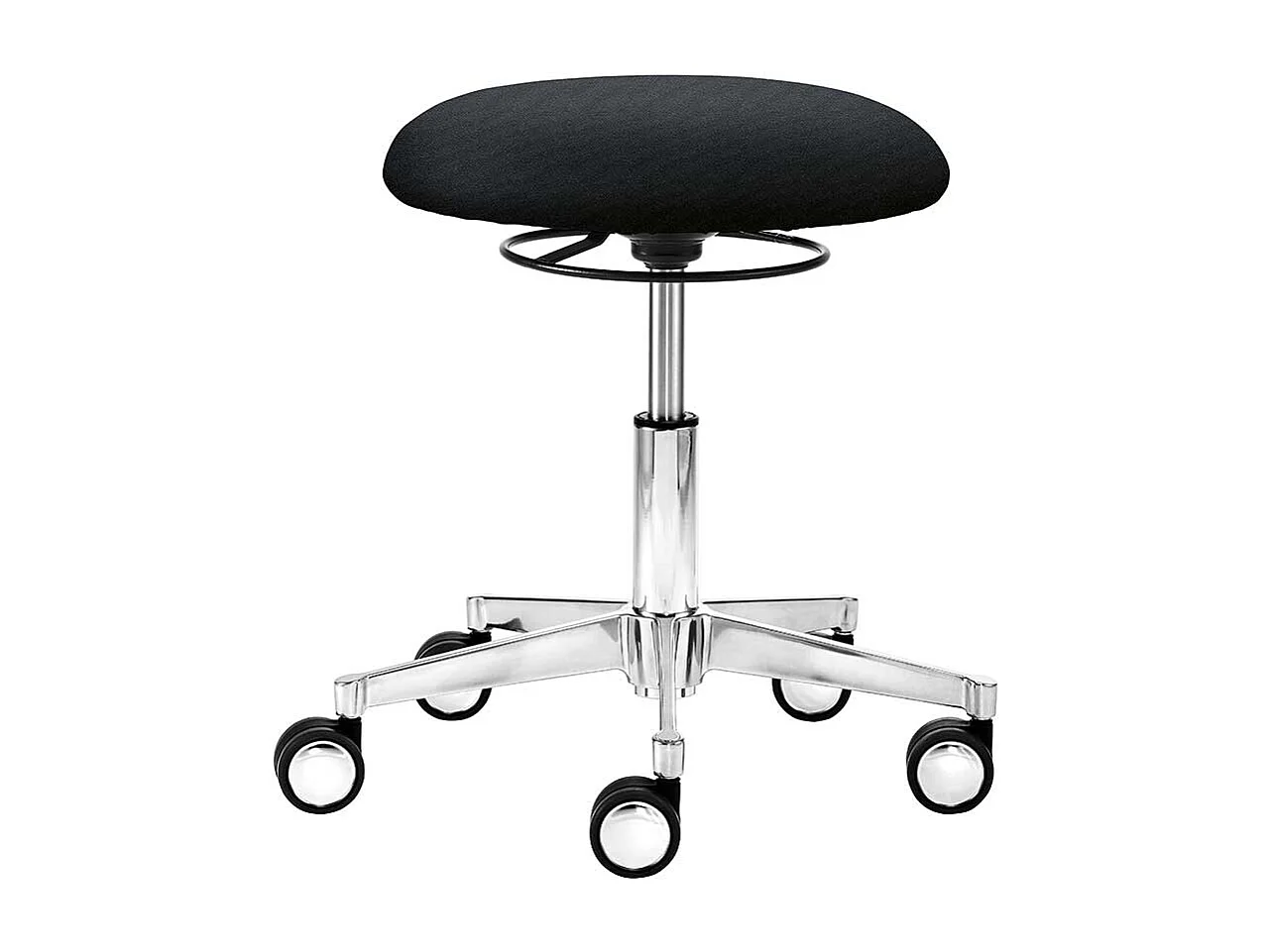 Arbeitshocker in Schwarz Webstoff dreh- und höhenverstellbar