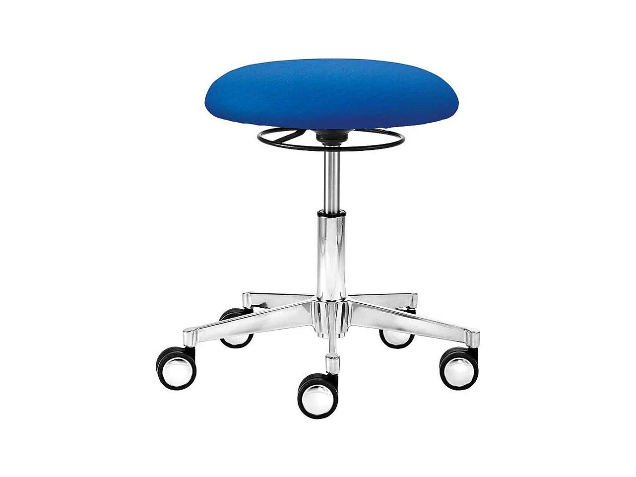 Drehhocker in Blau Webstoff Gasdruck