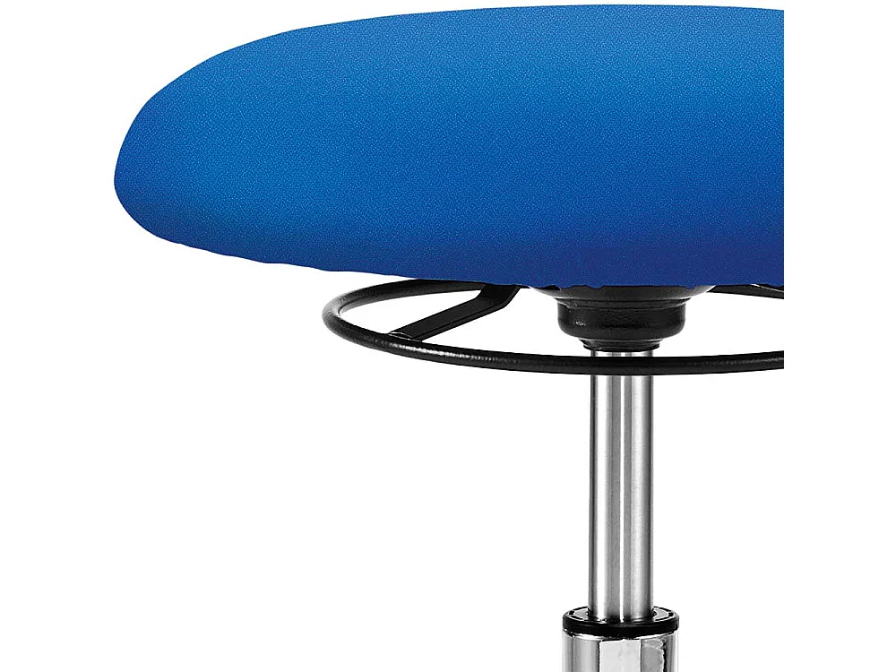 Drehhocker in Blau Webstoff Gasdruck