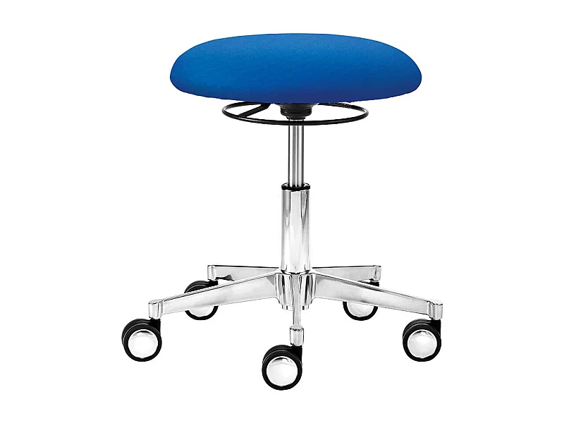 Drehhocker in Blau Webstoff Gasdruck