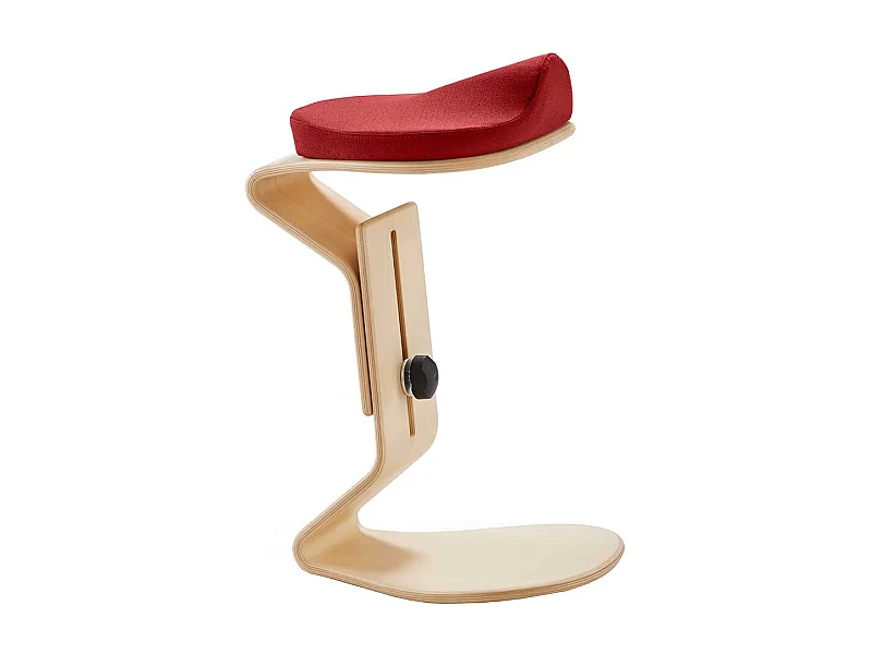 Hocker mit Sattelsitz Gestell in C Form Buche Schichtholz