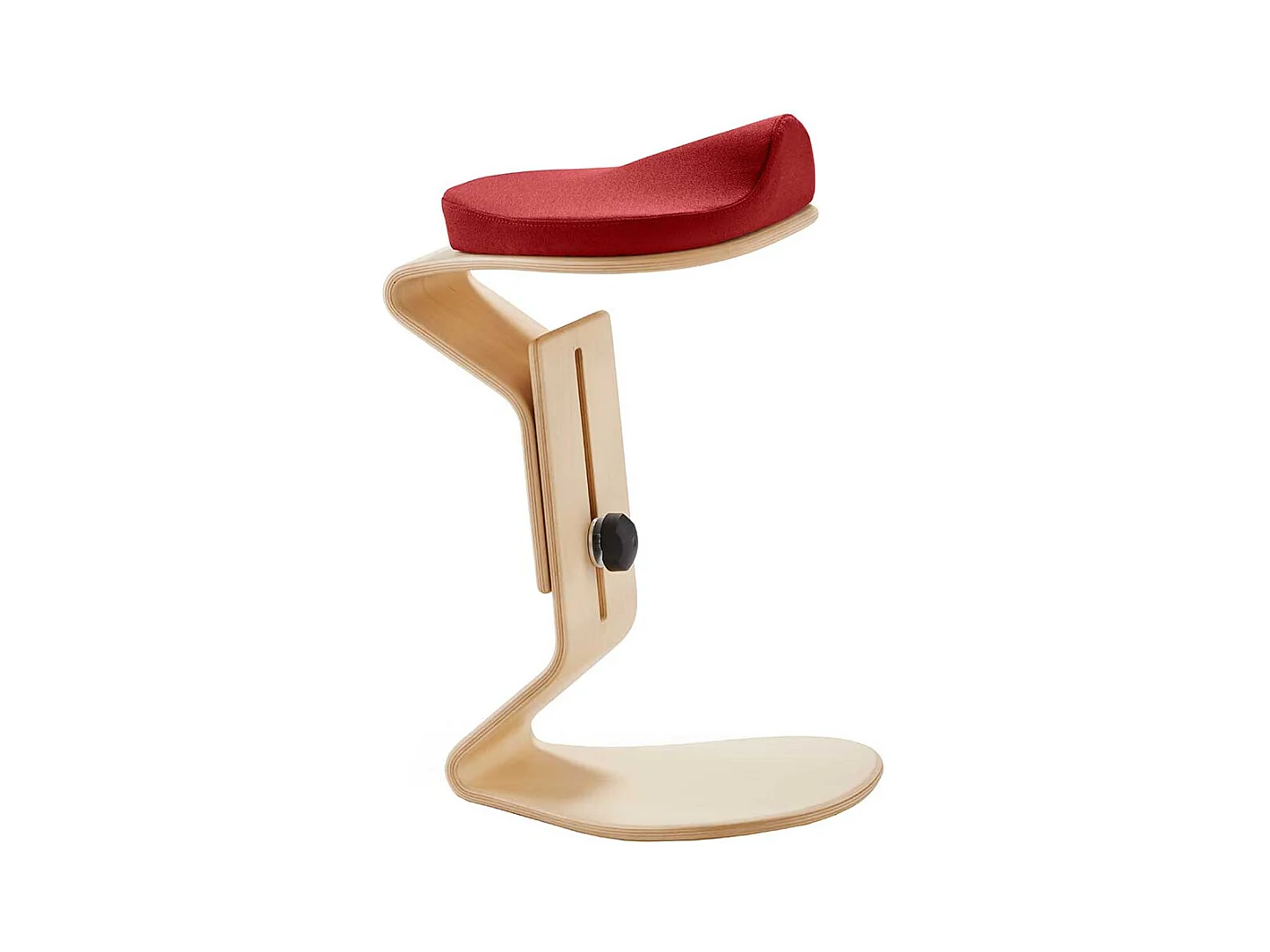 Hocker mit Sattelsitz Gestell in C Form Buche Schichtholz