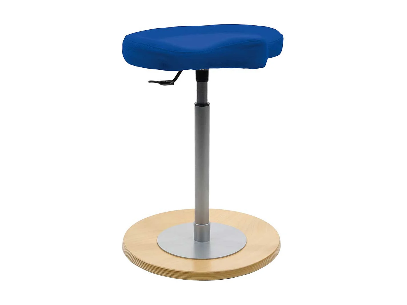 Moderner Pendelhocker blauer Stoffbezug Gasdruck höhenverstellbar