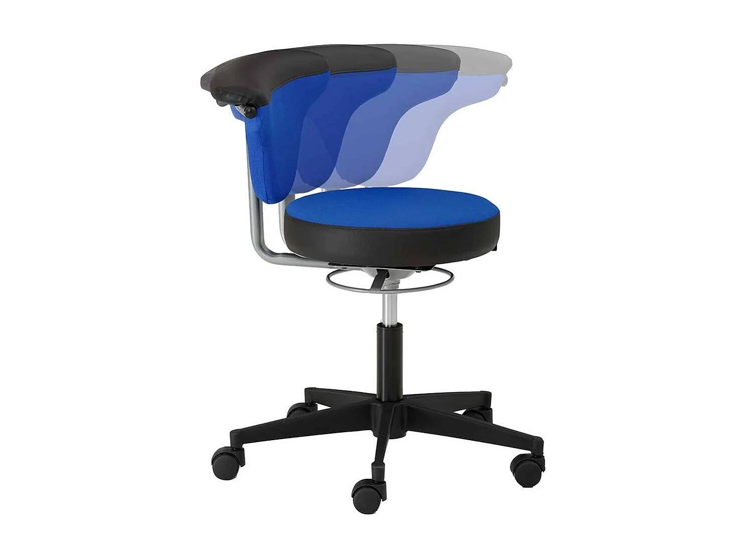 Arbeitsdrehhocker mit gepolsterter Rückenlehne Made in Germany