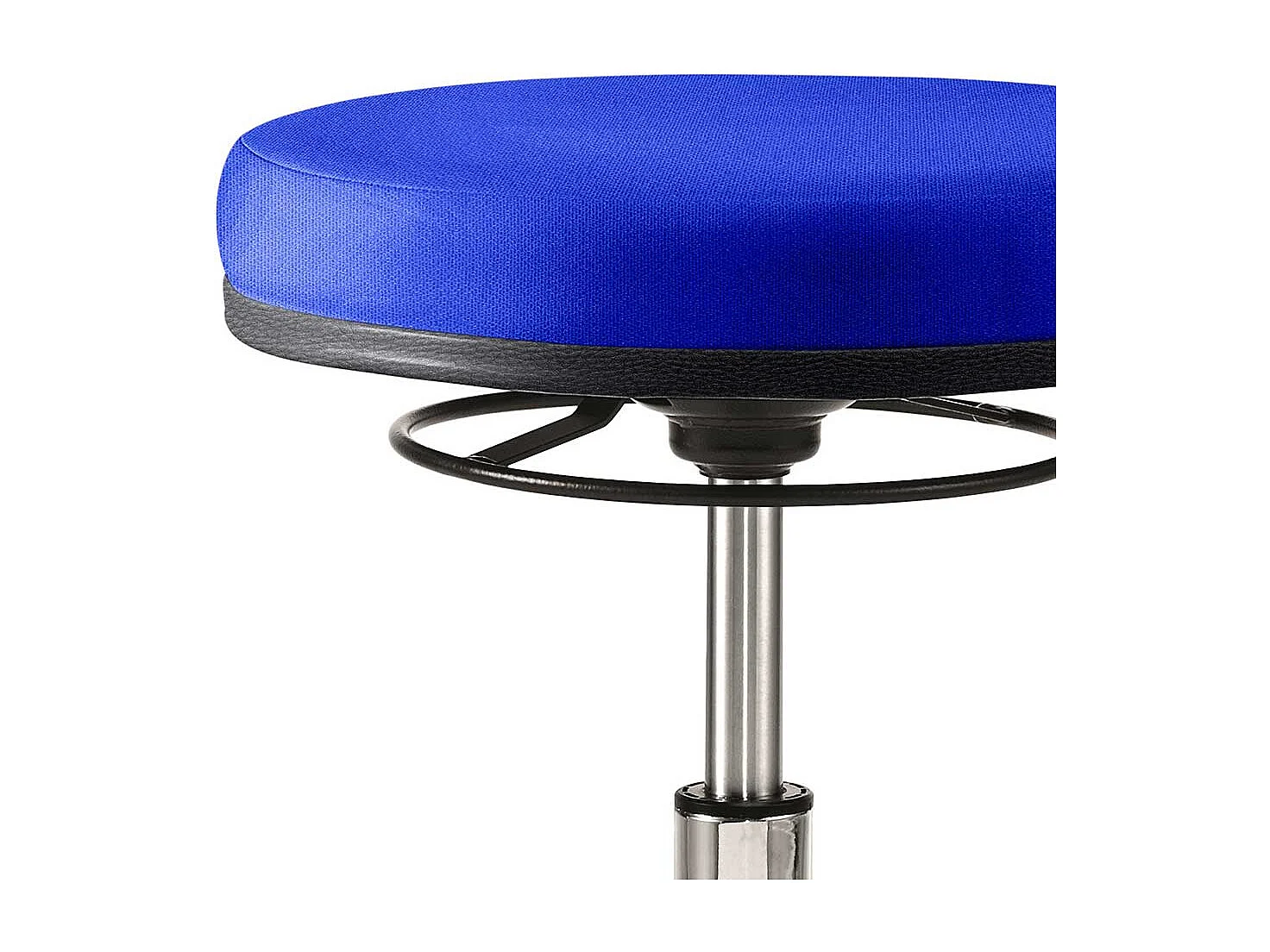Arbeitsdrehhocker in Blau Webstoff Gasdruck