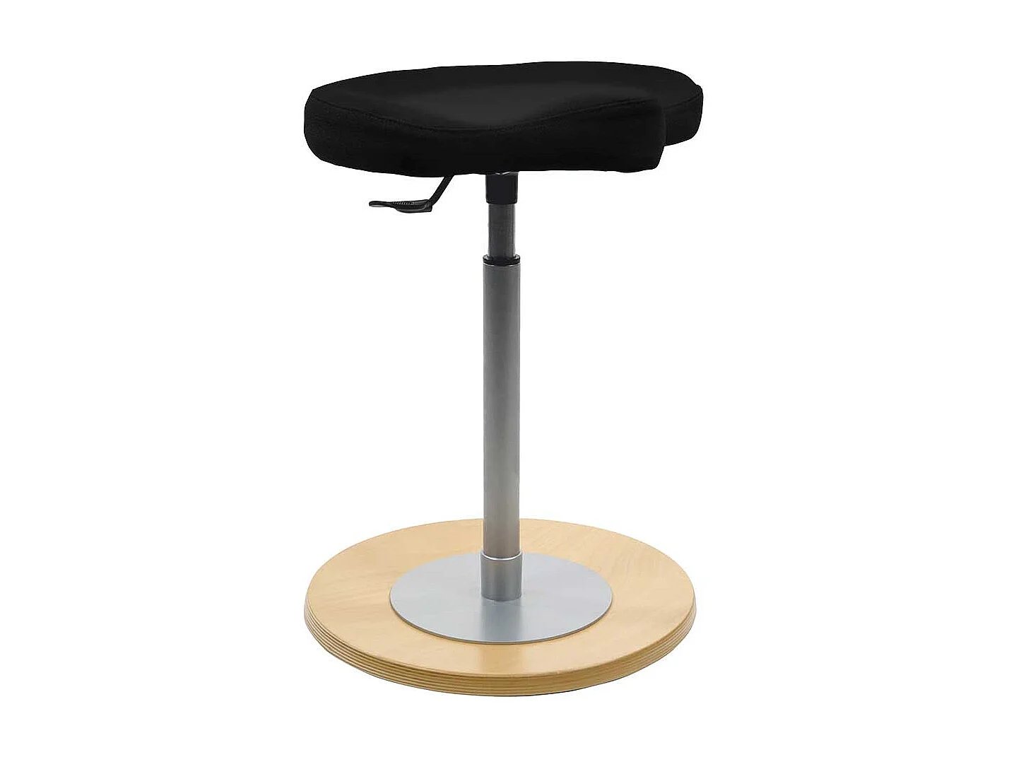 Arbeitshocker mit Sattelsitz schwarzer Stoffbezug