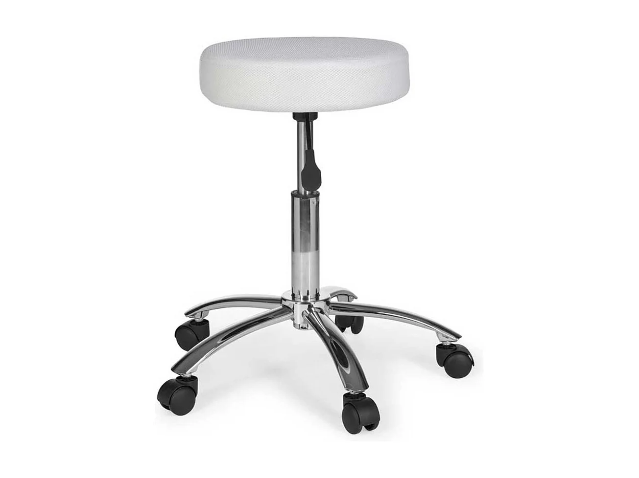 H�henverstellbarer Hocker in Wei� Meshgewebe Metall Drehkreuz