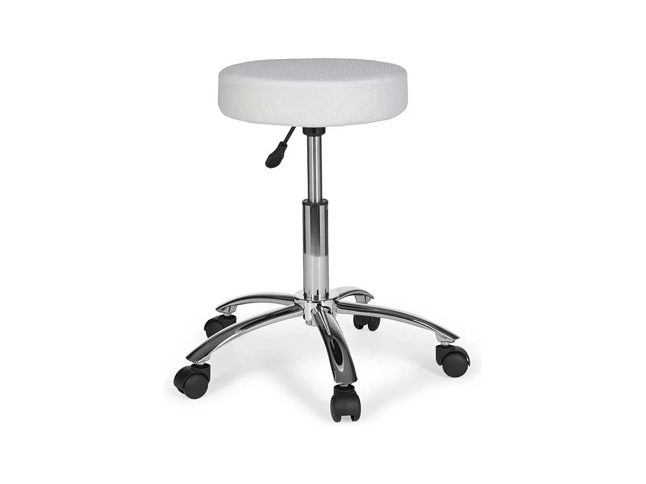 H�henverstellbarer Hocker in Wei� Meshgewebe Metall Drehkreuz