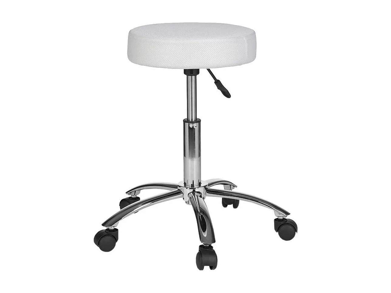 H�henverstellbarer Hocker in Wei� Meshgewebe Metall Drehkreuz