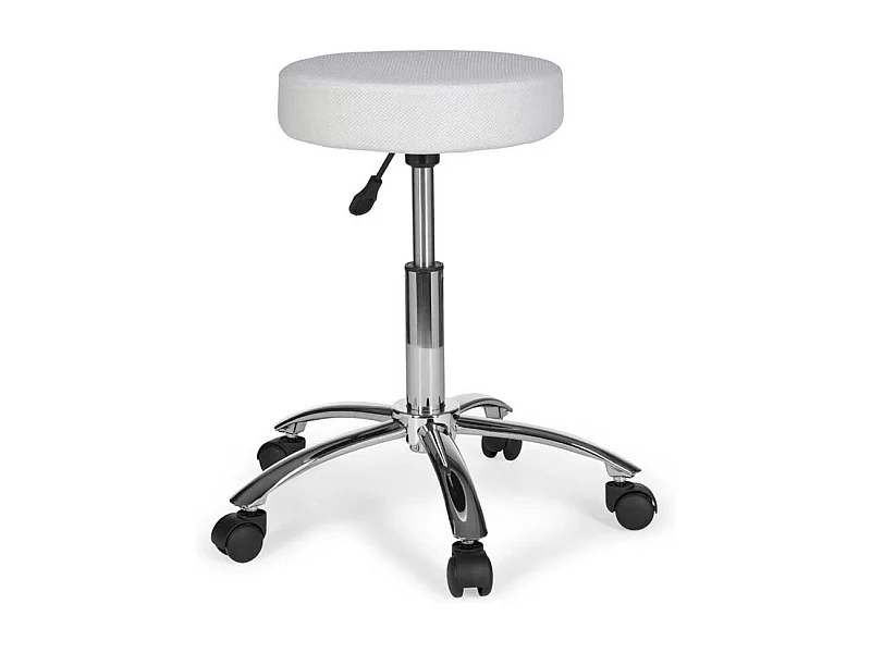 H�henverstellbarer Hocker in Wei� Meshgewebe Metall Drehkreuz