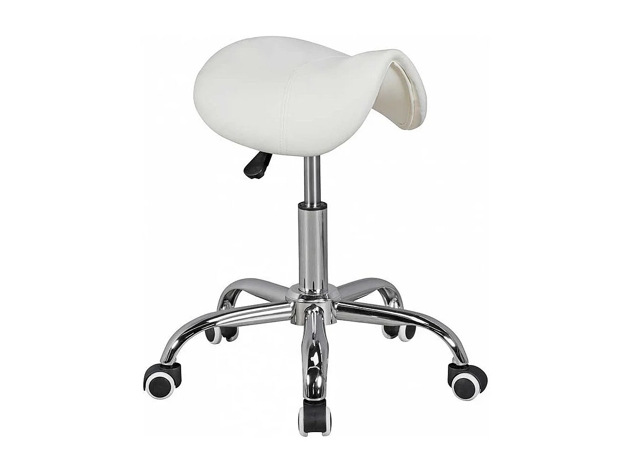 Sattelsitz Hocker in Weiß Kunstleder Gasdruck höhenverstellbar