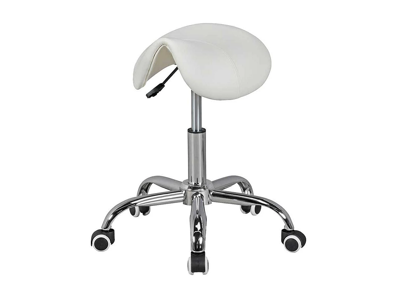 Sattelsitz Hocker in Weiß Kunstleder Gasdruck höhenverstellbar