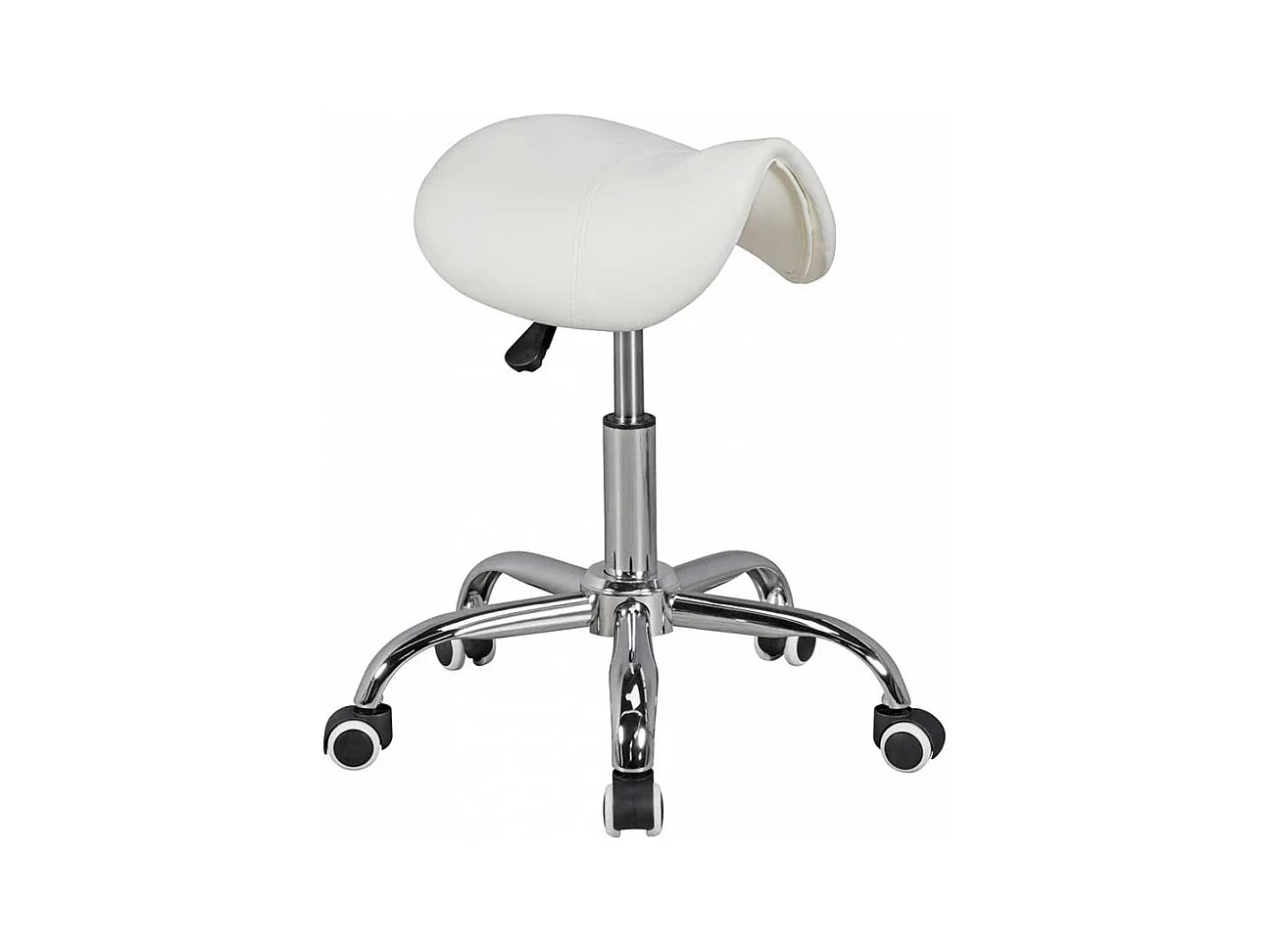 Sattelsitz Hocker in Wei� Kunstleder Gasdruck h�henverstellbar