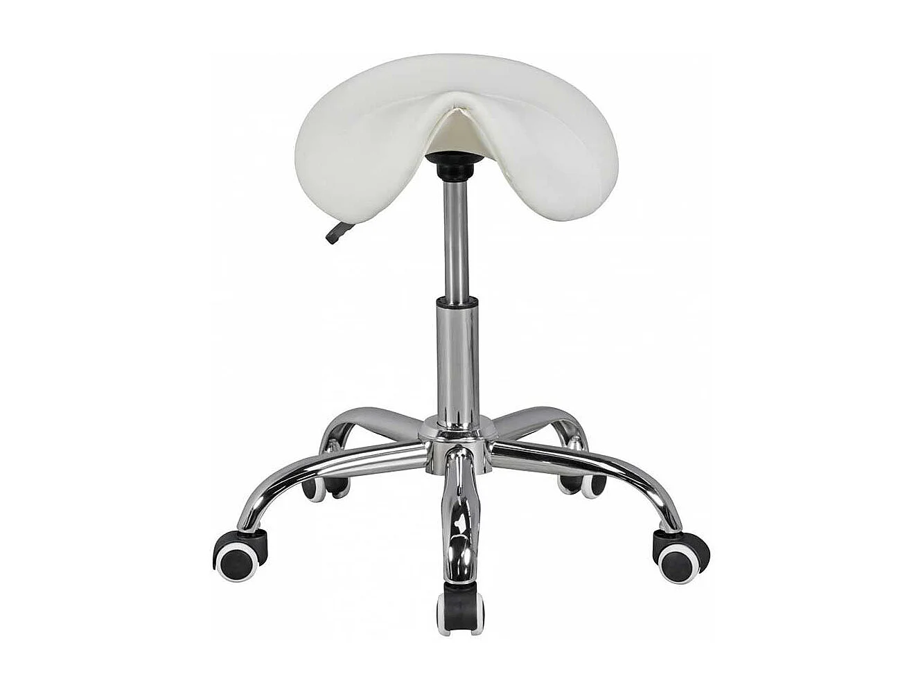 Sattelsitz Hocker in Weiß Kunstleder Gasdruck höhenverstellbar