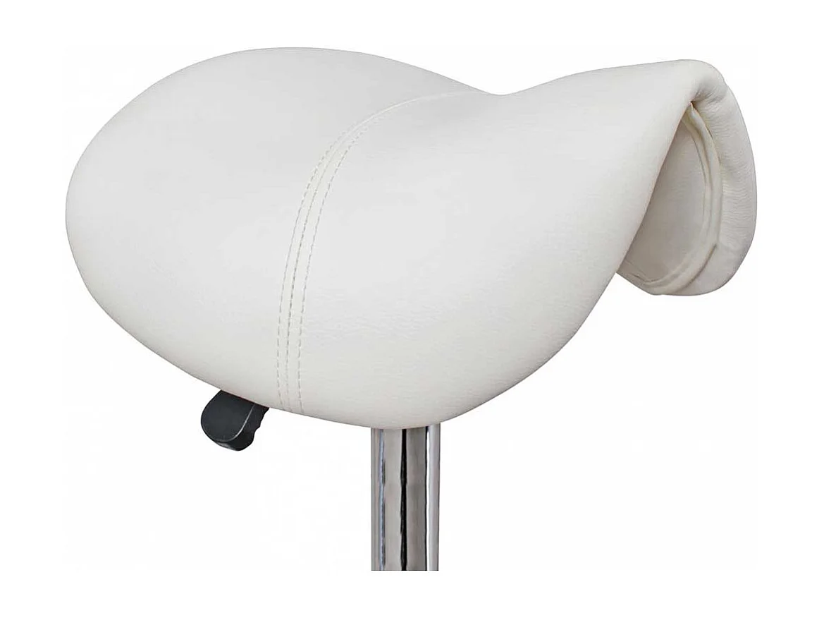 Sattelsitz Hocker in Weiß Kunstleder Gasdruck höhenverstellbar