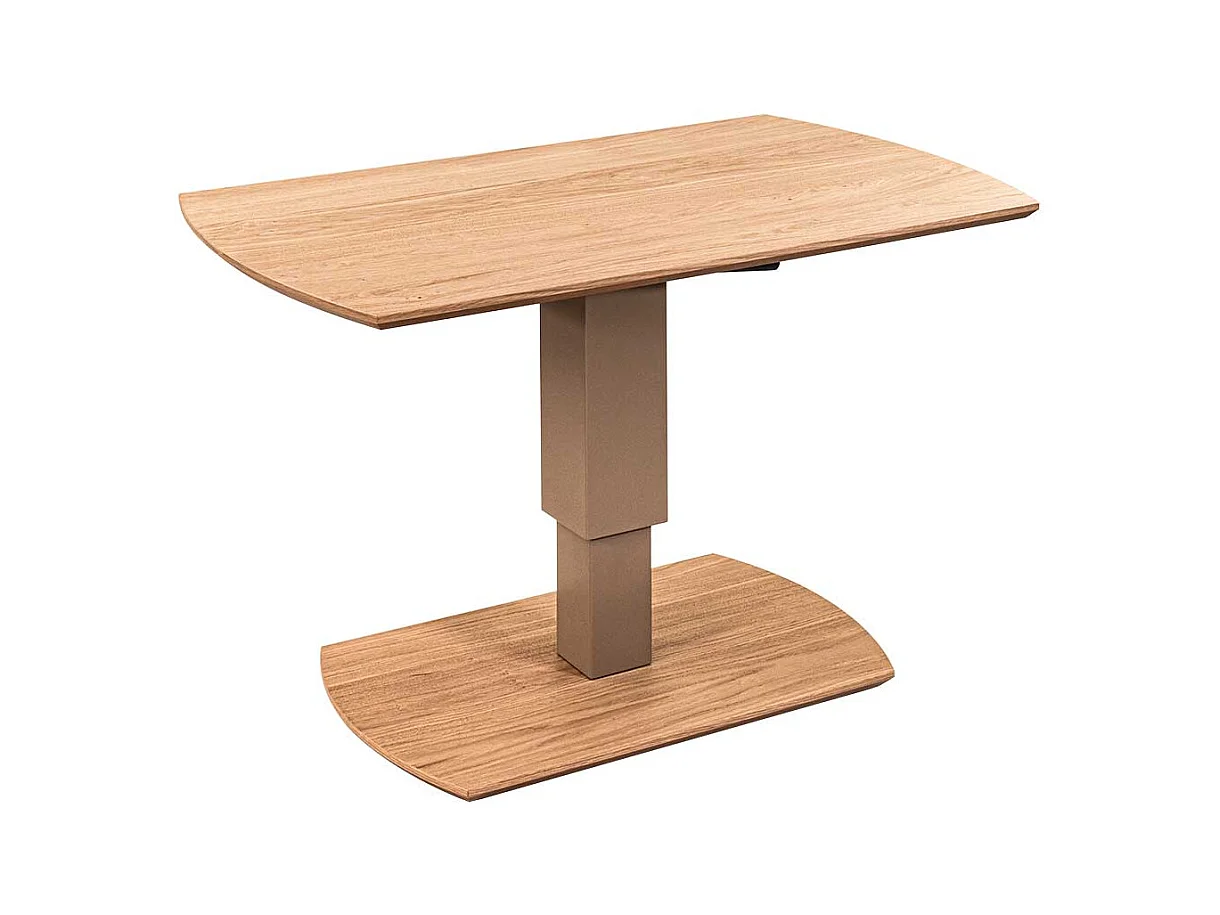 Moderner Couchtisch in Wildeiche Bianco stufenlos höhenverstellbar