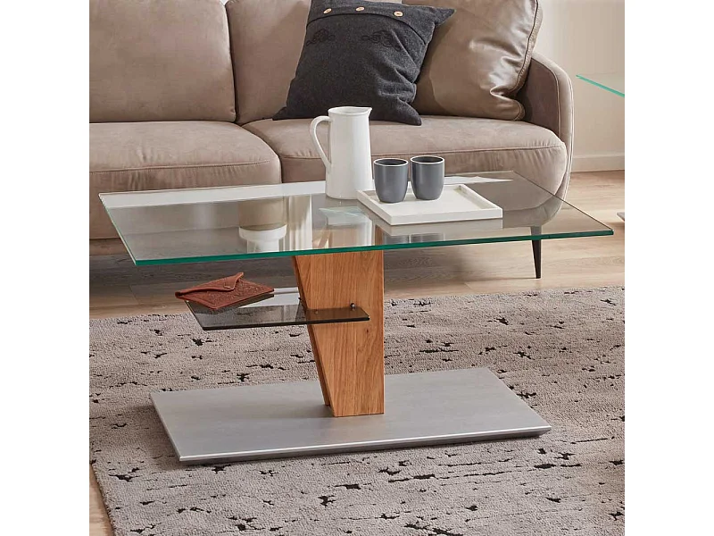 Hydro Lift Couchtisch mit Sicherheitsglasplatte 100 cm breit