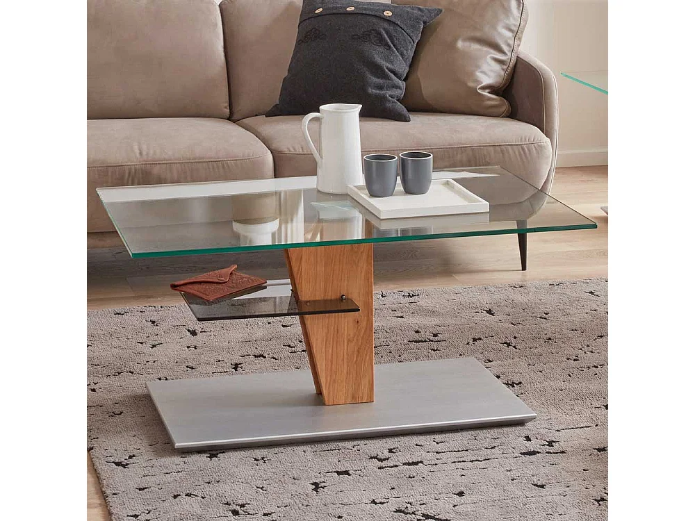 Hydro Lift Couchtisch mit Sicherheitsglasplatte 100 cm breit