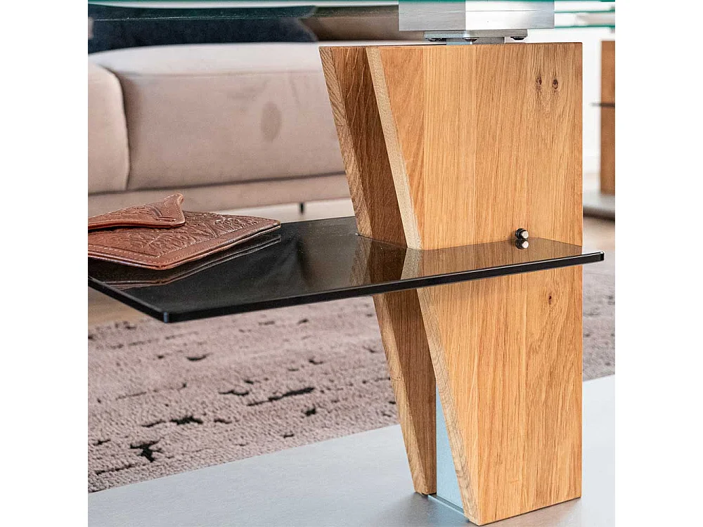 Hydro Lift Couchtisch mit Sicherheitsglasplatte 100 cm breit