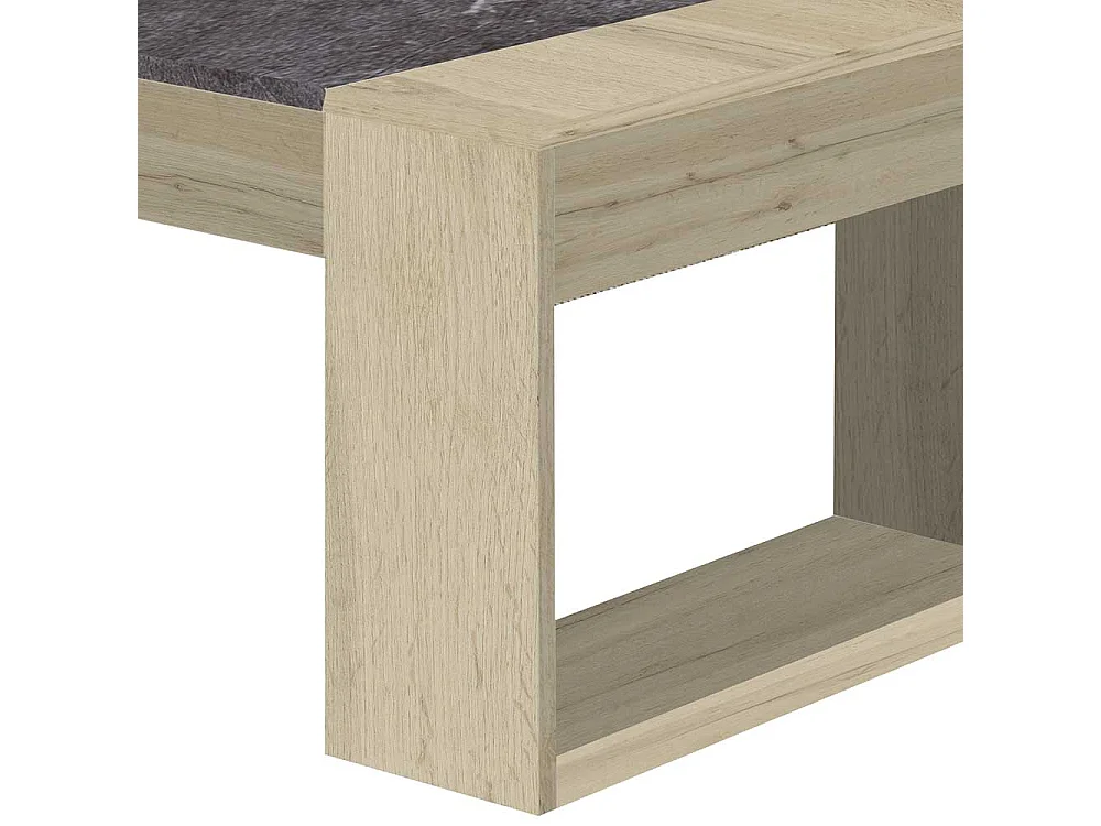 Wohnzimmer Tisch in Wildeichefarben und Dunkelgrau hochkappbarer Tischplatte