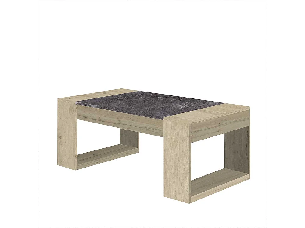 Wohnzimmer Tisch in Wildeichefarben und Dunkelgrau hochkappbarer Tischplatte