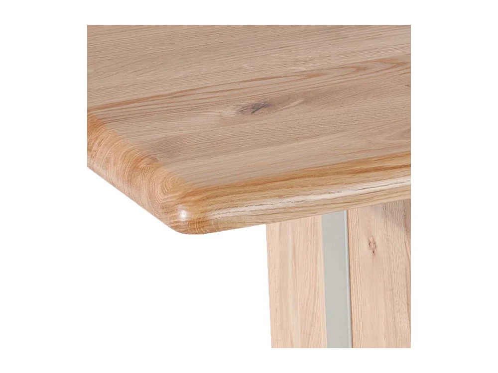 Wohnzimmer Tisch in Wildeiche Bianco massiv und Glas rollbar