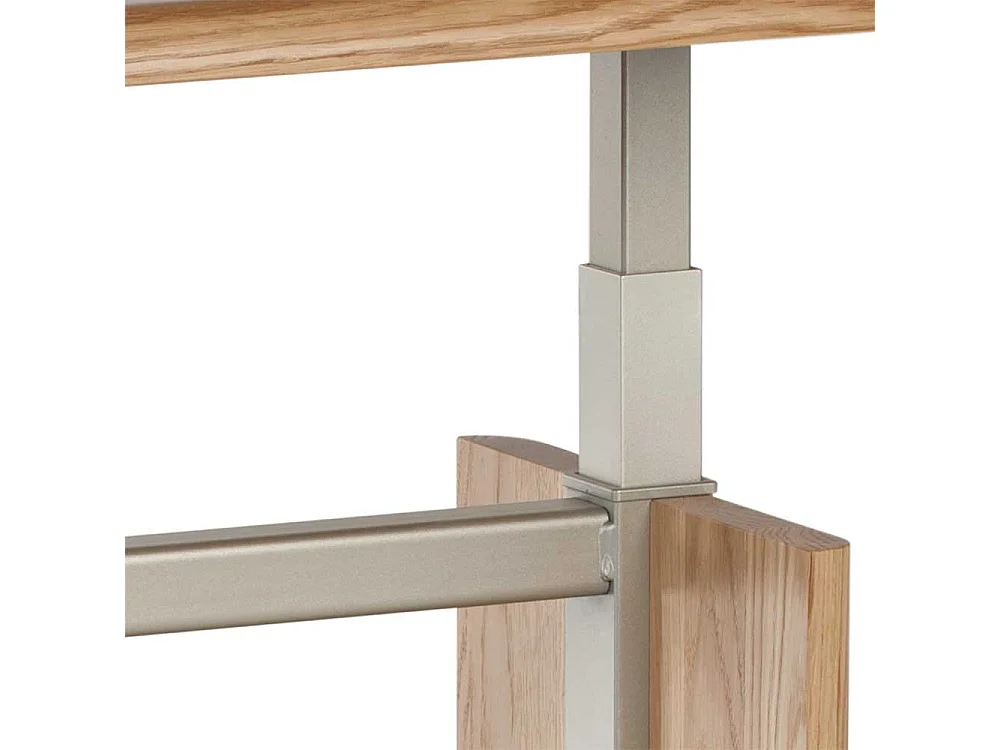 Wohnzimmer Tisch in Wildeiche Bianco massiv und Glas rollbar