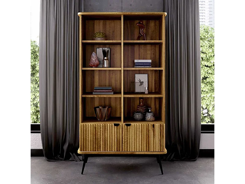 Esszimmer Regal massiv aus Wildeiche und Metall 176 cm hoch