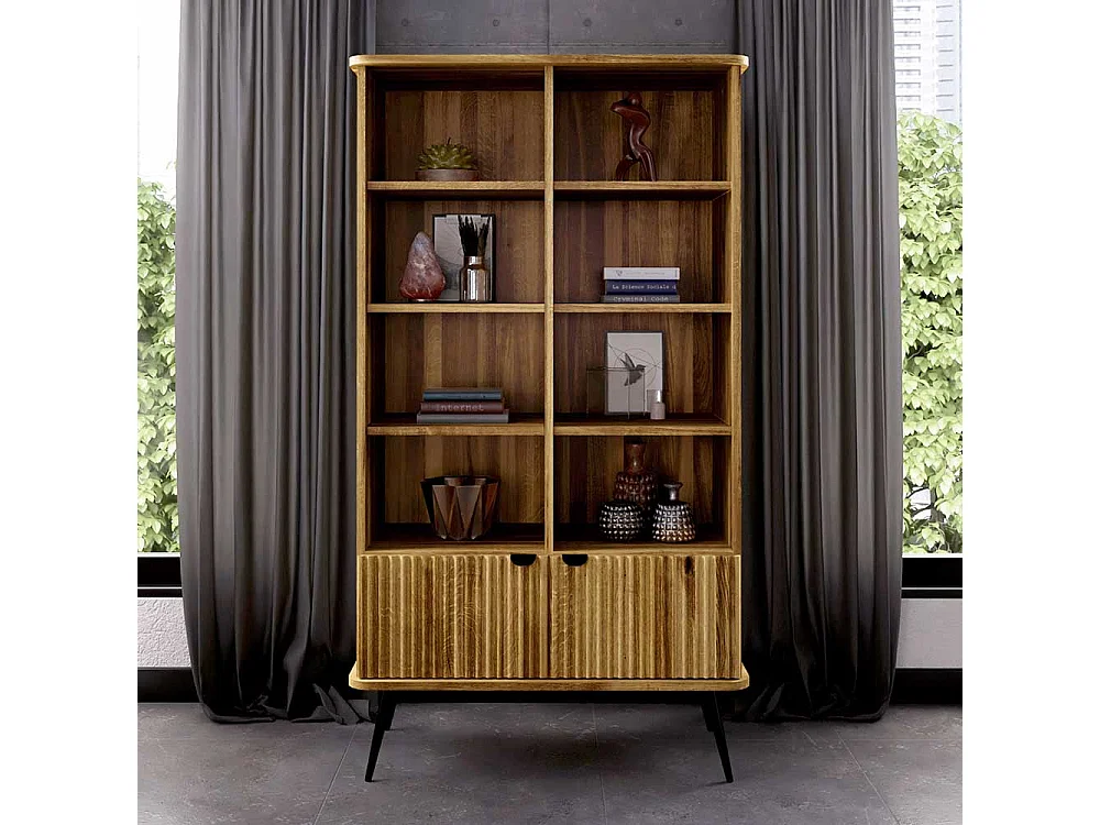 Esszimmer Regal massiv aus Wildeiche und Metall 176 cm hoch