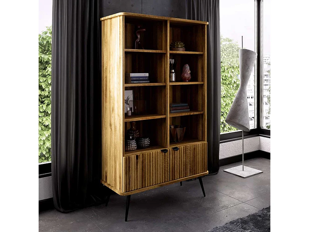 Esszimmer Regal massiv aus Wildeiche und Metall 176 cm hoch