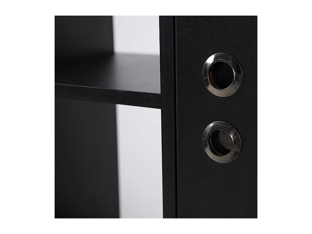 Buecherregal in modernem Design Schwarz und Piniefarben