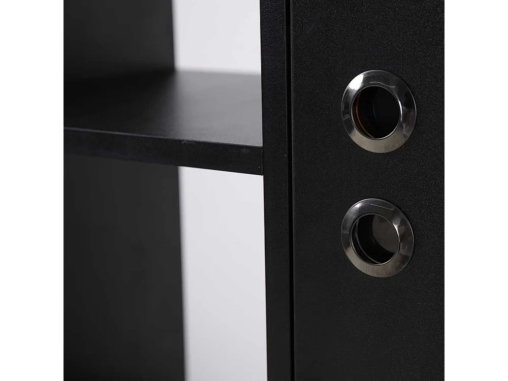 Buecherregal in modernem Design Schwarz und Piniefarben