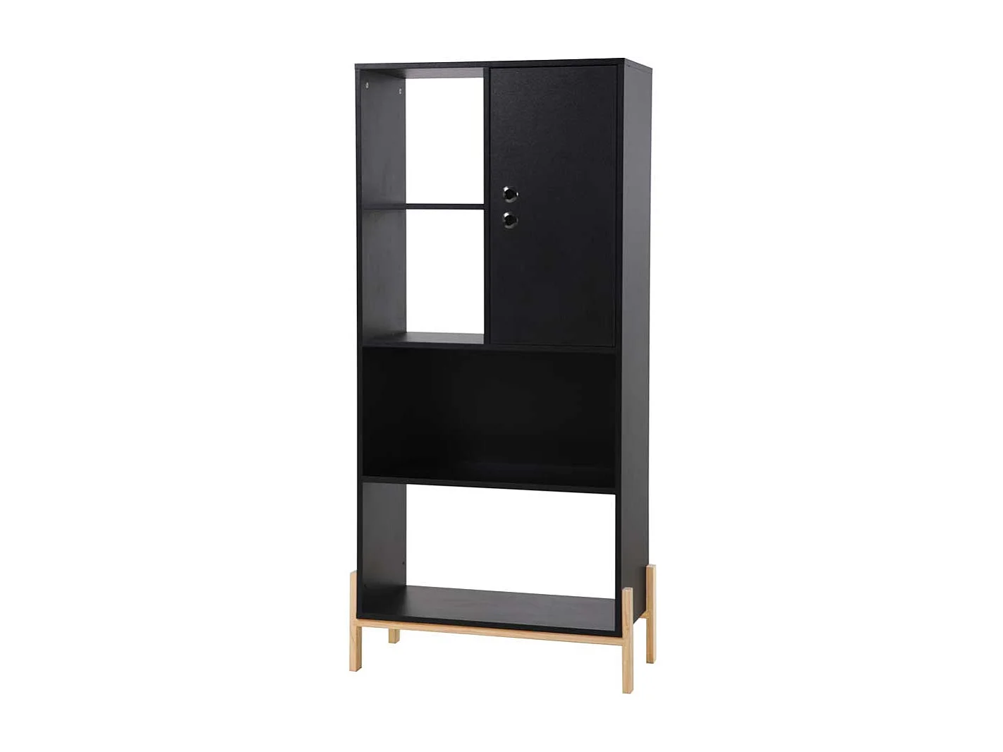 Buecherregal in modernem Design Schwarz und Piniefarben