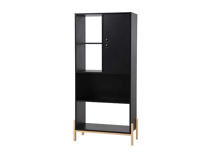 Buecherregal in modernem Design Schwarz und Piniefarben