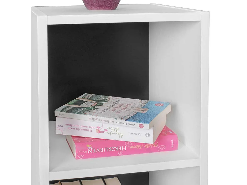 Buchregal mit Rückwand in Weiß und Schwarz 60 cm hoch - 30 cm breit