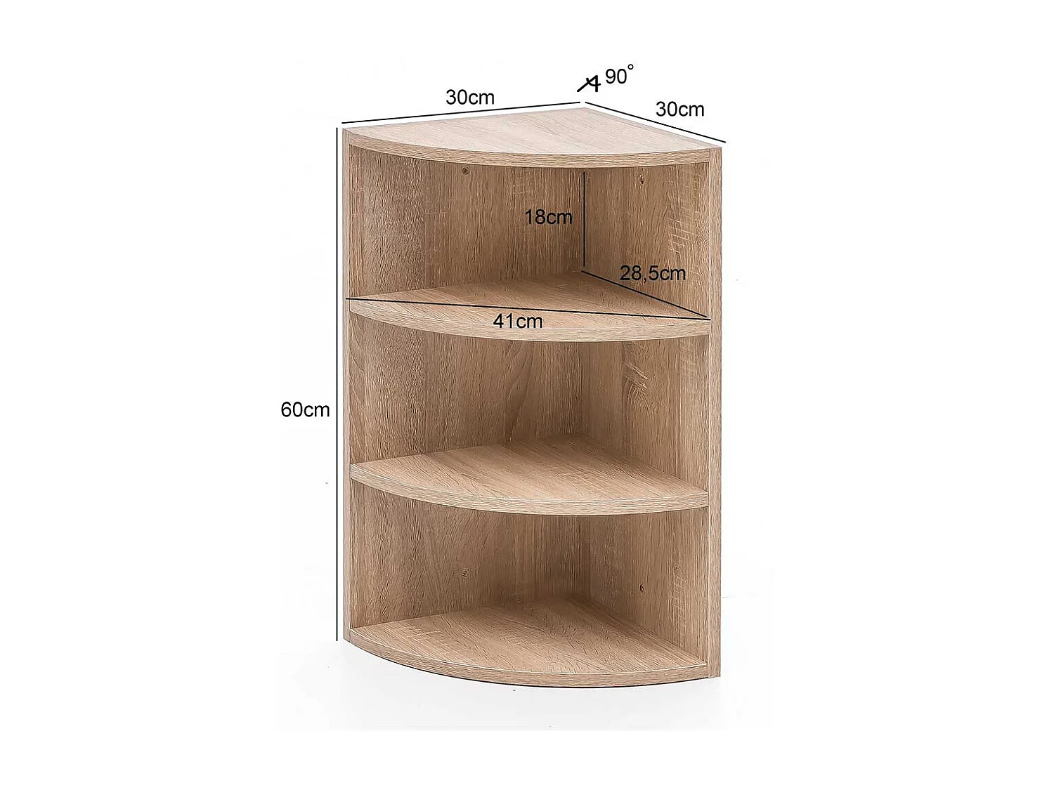 Wandregal in Sonoma-Eiche 30 cm breit