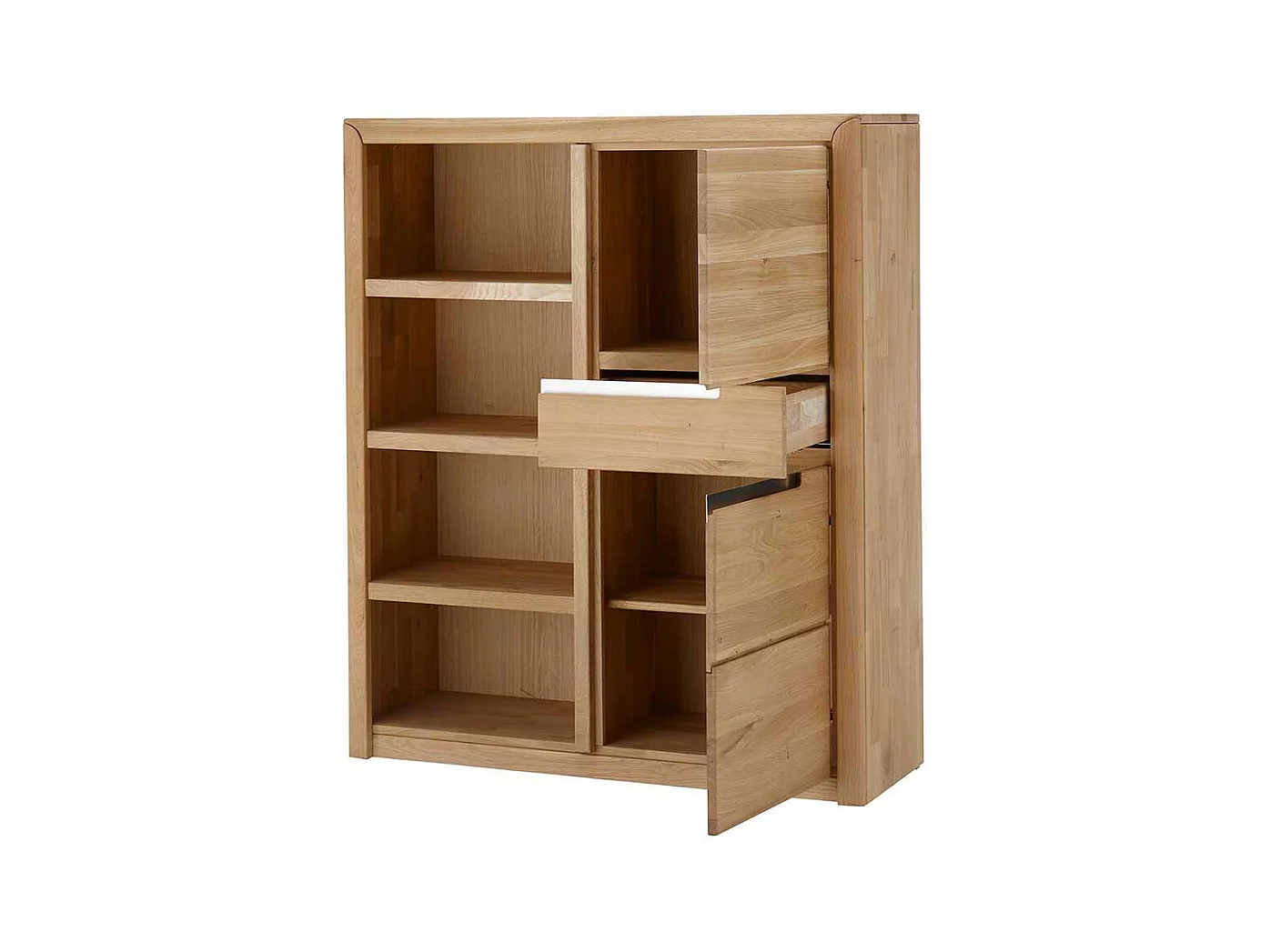 Wohnzimmer Regal aus Wildeiche Massivholz Bianco geölt und gewachst