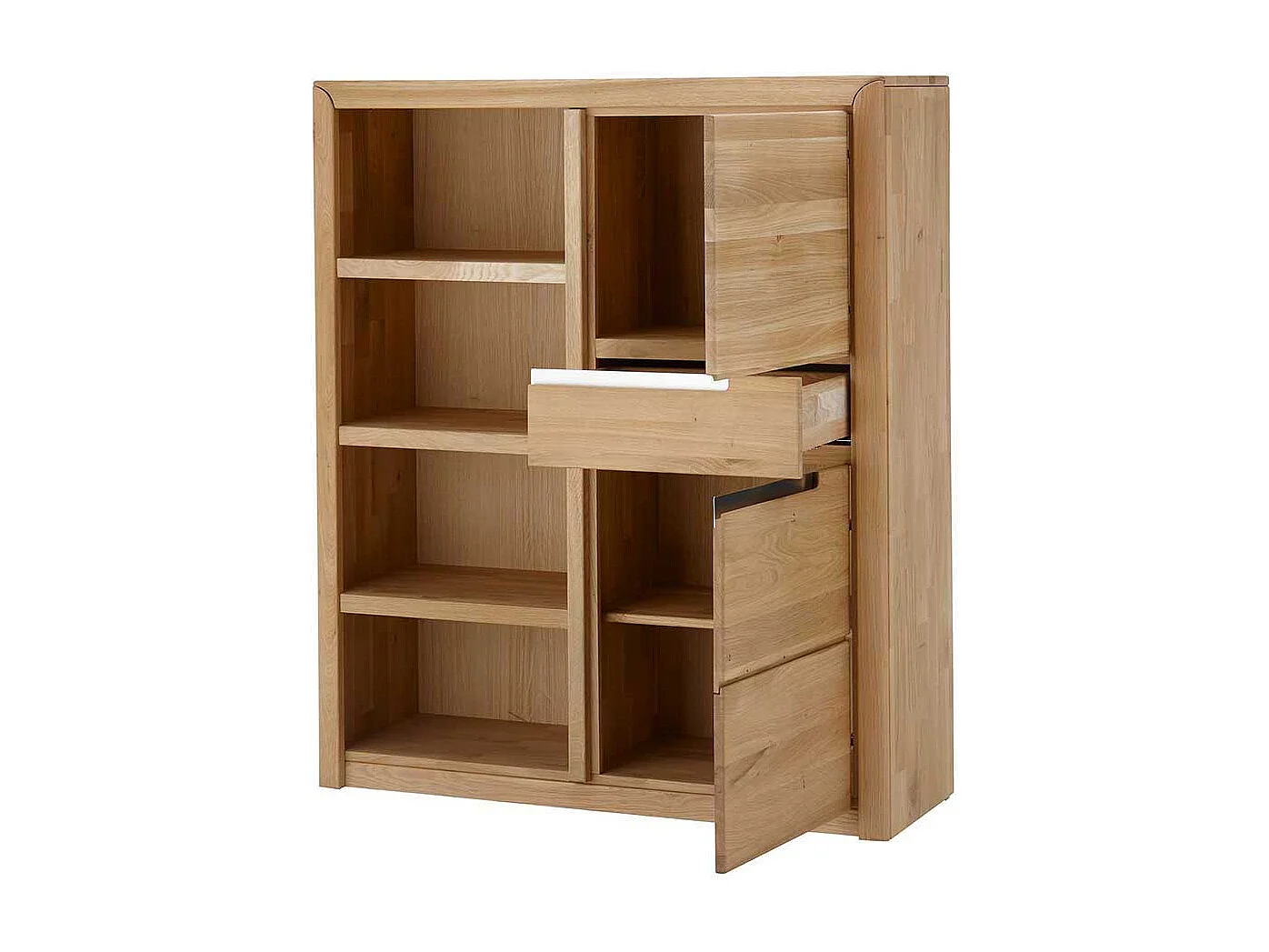 Wohnzimmer Regal aus Wildeiche Massivholz Bianco geölt und gewachst