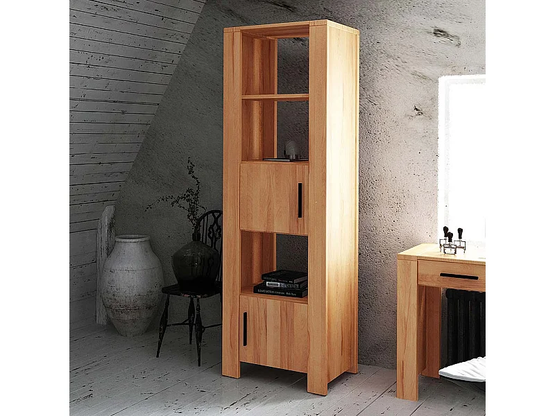 Bücherregal aus Kernbuche Massivholz mit Türen