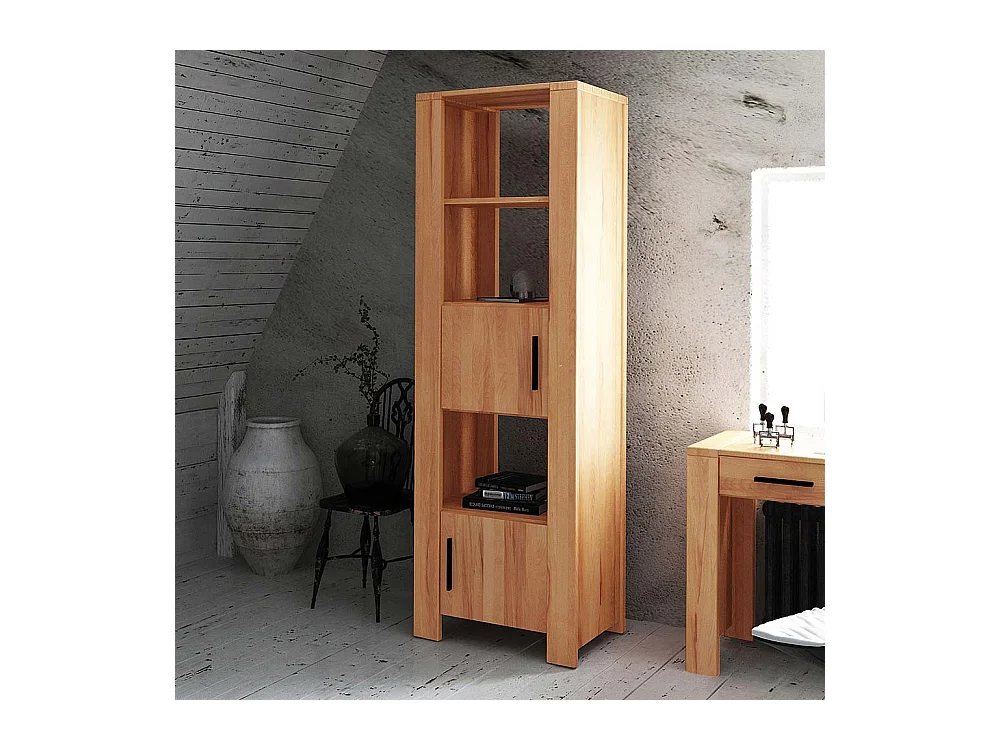 Bücherregal aus Kernbuche Massivholz mit Türen