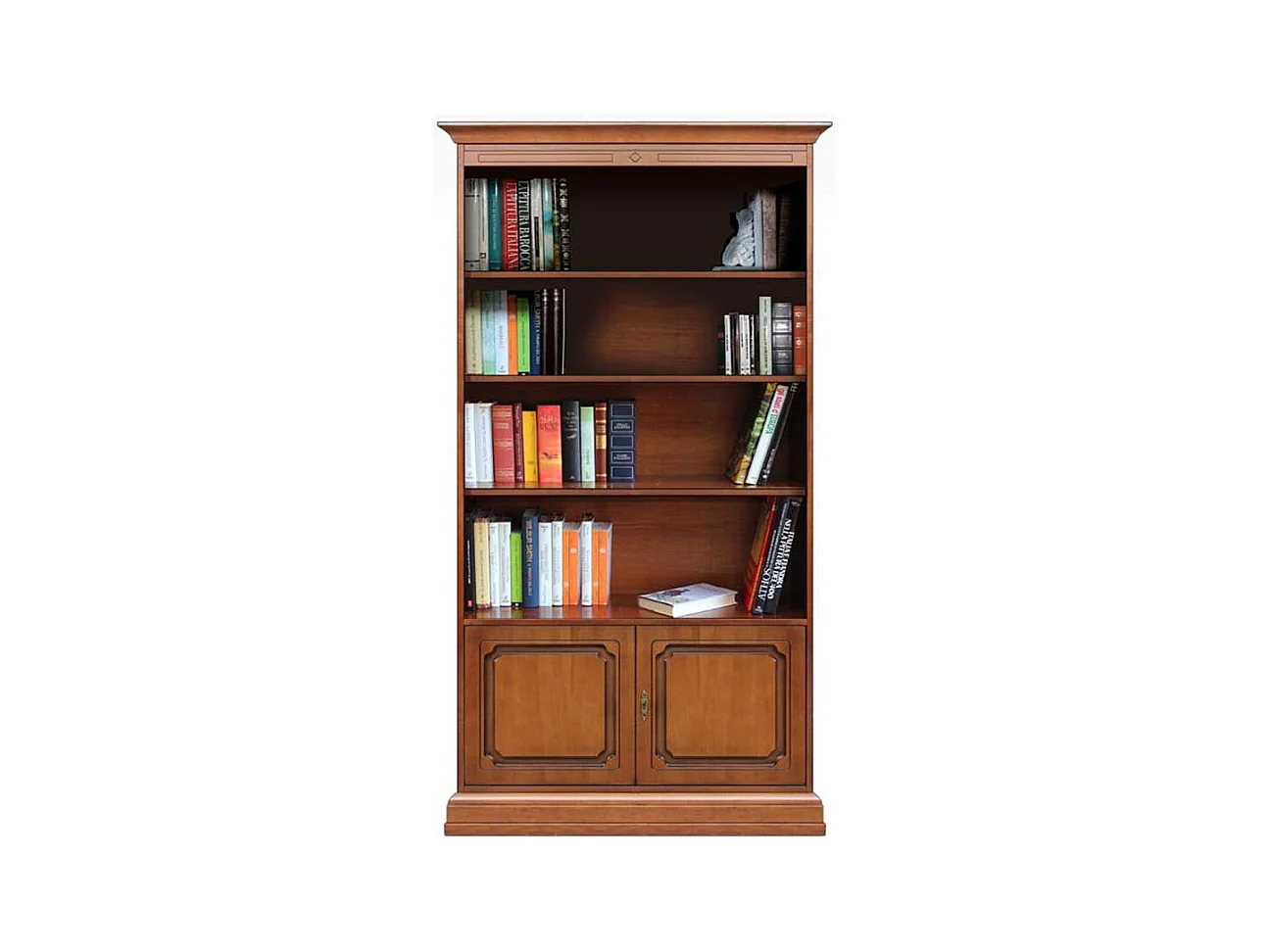 Klassischer Bücherschrank in Nussbaumfarben 194 cm hoch