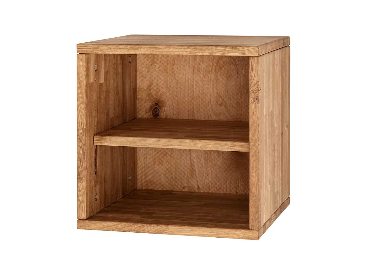Regalwürfel mit Einlegeboden aus Wildeiche Massivholz 38x38 cm